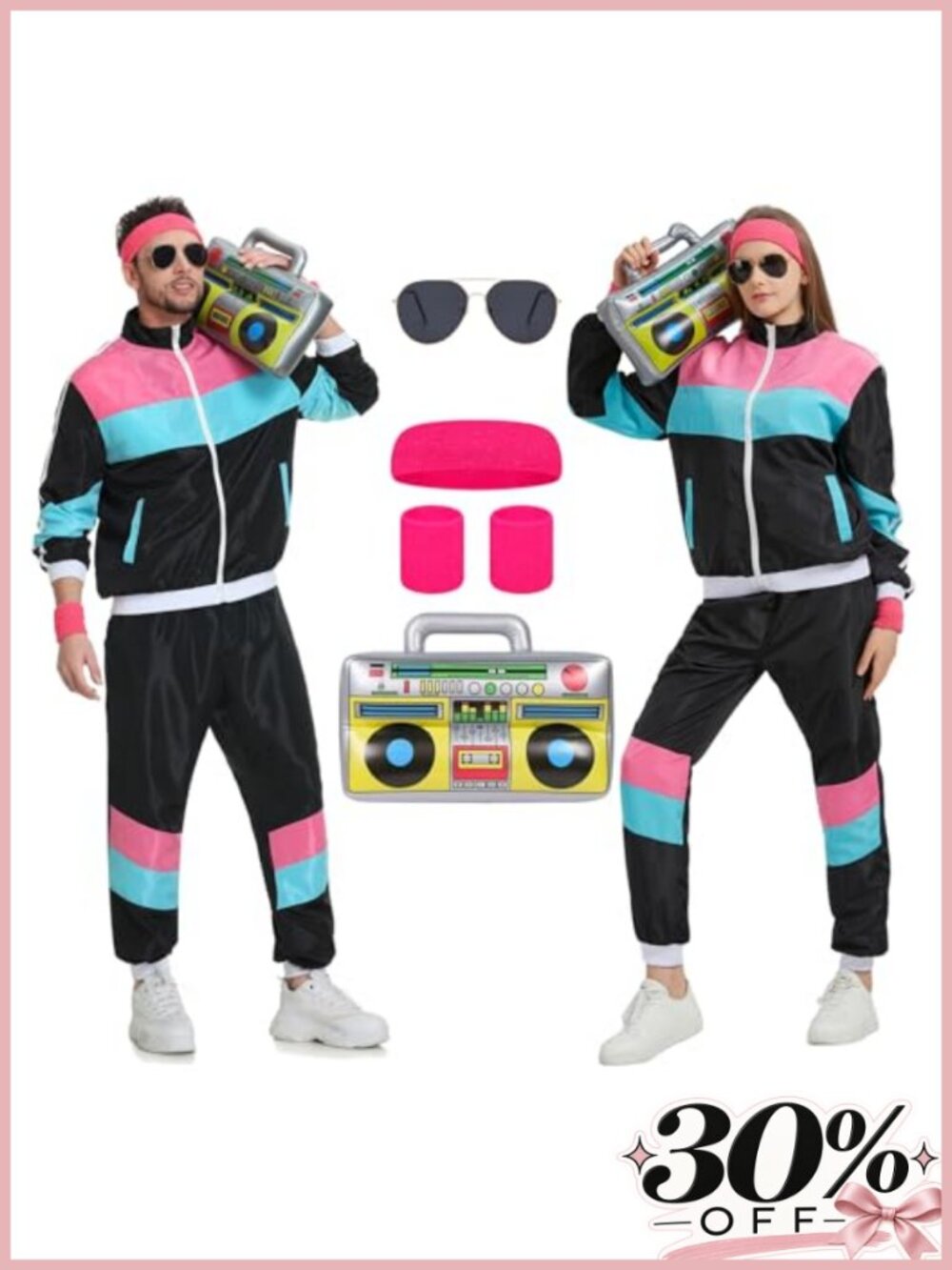 Men's 80s 90s Tracksuit Retro Windbreaker Costume